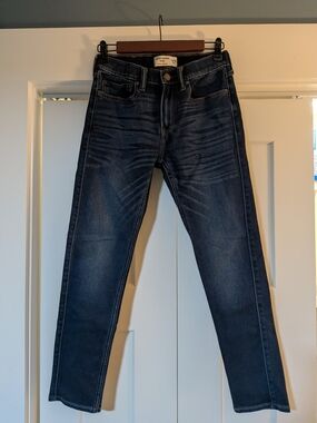 Abercrombie & Fitch Kids Girls Distressed Dark Wash Super Skinny Jeans 13/14